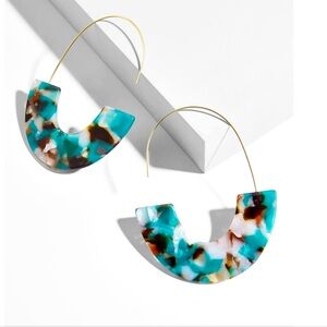 Acrylic Marble Hoop Earrings Women Color Blue